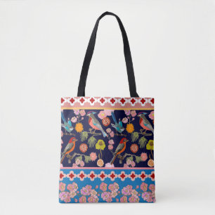 Bolsa Tote Flores de Verão e Pássaros Paraísos Rebeldes