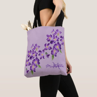 Bolsa Tote Flores de Violeta Bonitas do Monograma