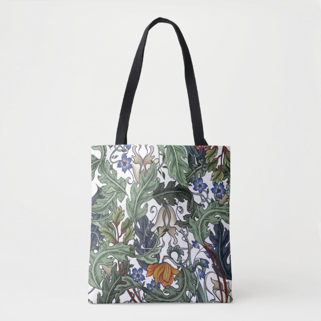 Bolsa Tote Flores, deco de arte, moderno, sem costura. (Frente)