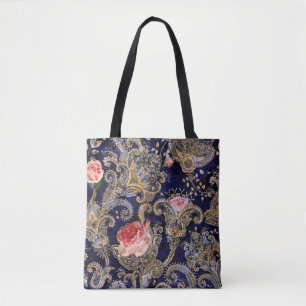 Bolsa Tote Flores Decorativas Coloridas Batik