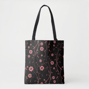Bolsa Tote Flores delicadas cor-de-rosa