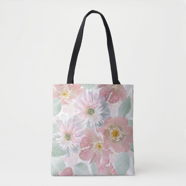 Bolsa Tote Flores delicadas de aquarela. (Frente)