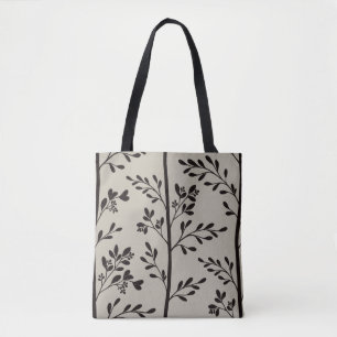 Bolsa Tote Flores Delicadas em Flor silhueta floral preta