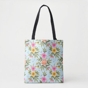 Bolsa Tote Flores Desenhadas à Mão Coloridas