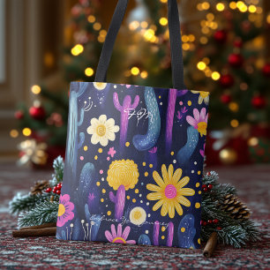 Bolsa Tote Flores do Deserto em Destaque – Padrão de Arte de