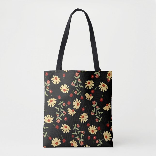 Bolsa Tote Flores do outono: Harmonia Vermelho-Laranja. (Frente)
