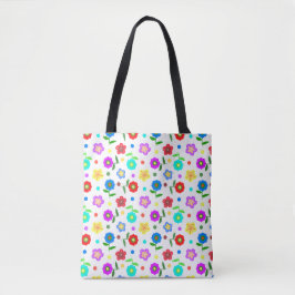 Bolsa Tote Flores e Bolinhas