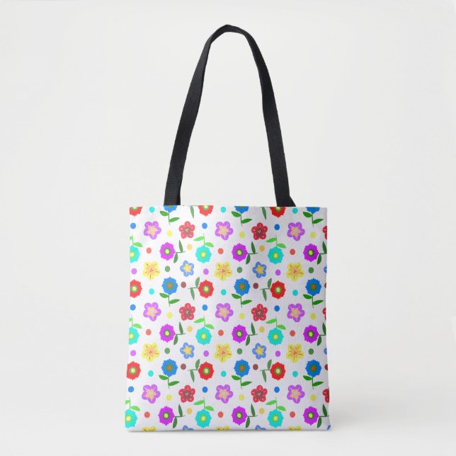 Bolsa Tote Flores e Bolinhas (Frente)