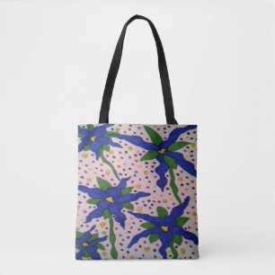 Bolsa Tote Flores e Bolinhas azuis