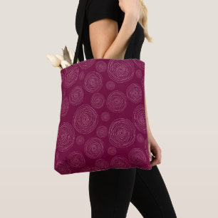 BOLSA TOTE FLORES E BOLINHAS PINK BURGUNDY