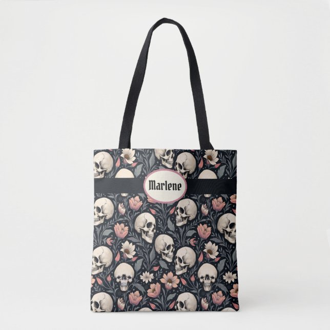Bolsa Tote Flores e cascas rosadas poeirentas (Frente)