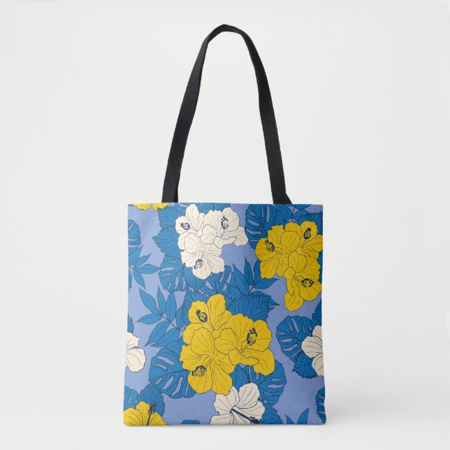 Bolsa Tote Flores e folhas de hibisco (Frente)
