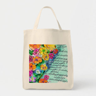 Bolsa Tote Flores e Letras