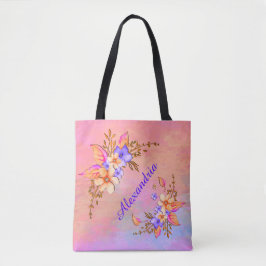 Bolsa Tote Flores Elegantes Aquarela Personalização Floral Ch