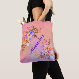 Bolsa Tote Flores Elegantes Aquarela Personalização Floral Ch