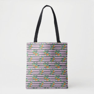 Bolsa Tote Flores Elegantes - Flor Preta e Rosa