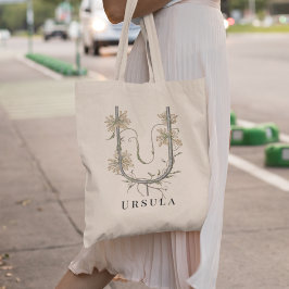 Bolsa Tote Flores Elegantes Uva Ursi 'U' Monograma Nome Perso