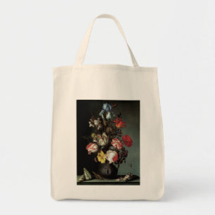Bolsa Tote Flores em um vaso com escudos e insetos
