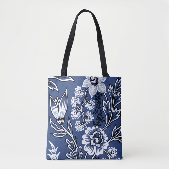 Bolsa Tote Flores Fantásticas (Azul) Arte Refinado (Frente)