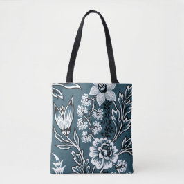Bolsa Tote Flores Fantásticas (Teal Xisto) Arte Fino