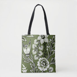 Bolsa Tote Flores Fantásticas (Verde Musgo) Arte Refinado