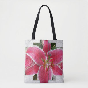 Bolsa Tote Flores florais cor-de-rosa da aguarela
