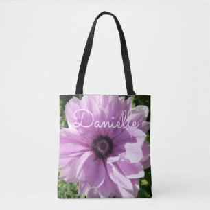Bolsa Tote Flores Florais, cor-de-rosa-Primavera púrpura Nome