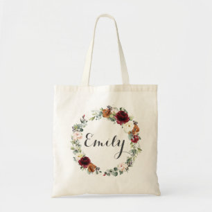Bolsa Tote Flores Florais De Burgundy Blush Rust Favor De Cas