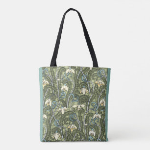 Bolsa Tote Flores florais de Nouveau Snowdrop da arte do