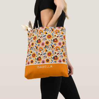 Bolsa Tote Flores Florais Selvagens Legais Personalizam Monog