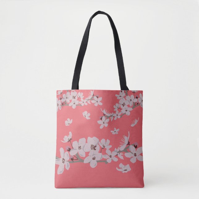 Bolsa Tote Flores Flutuantes De Cereja (Frente)