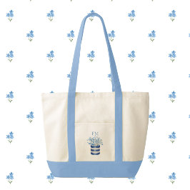 Bolsa Tote Flores Forget Me Not com Corte Contraste