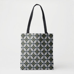 Bolsa Tote Flores geométricas sem costura: padrão colorido.