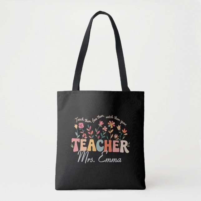 Bolsa Tote Flores Groovy Personalizadas Presente Personalizad (Frente)