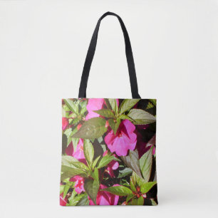 Bolsa Tote Flores Impatiens de Rosa Vibrante