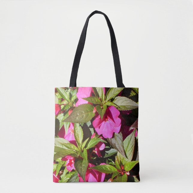 Bolsa Tote Flores Impatiens de Rosa Vibrante (Frente)