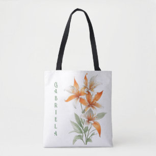 Bolsa Tote Flores Laranja Lily Personalizadas