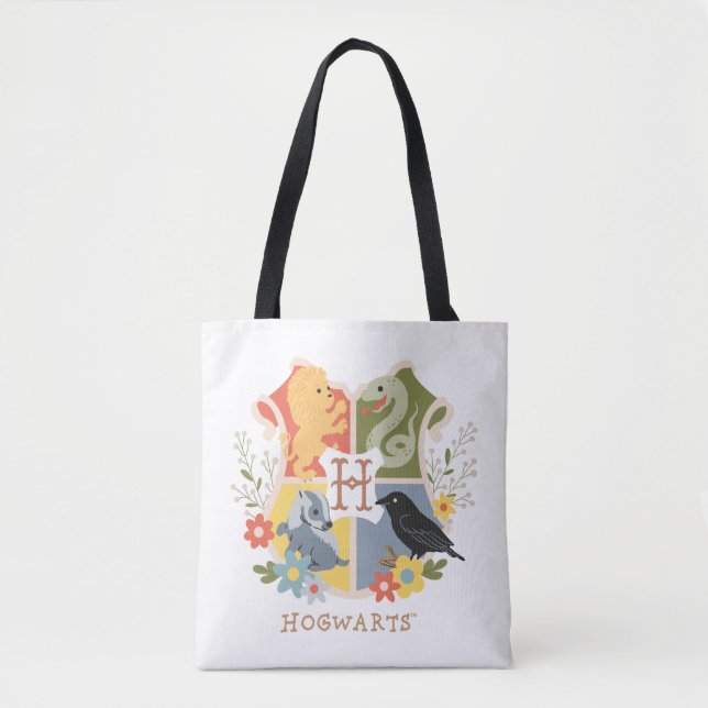 Bolsa Tote Flores Mágicas Brasão HOGWARTS™ (Frente)
