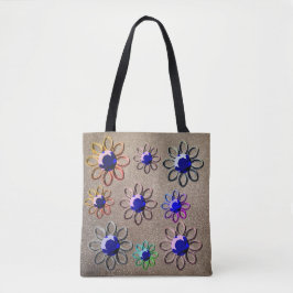 Bolsa Tote Flores metálicas com brilho