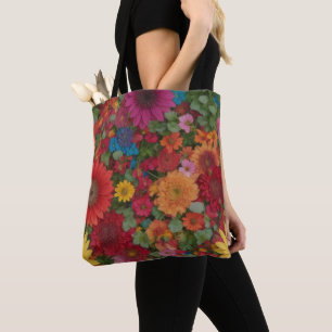 Bolsa Tote Flores Mistas Coloridas