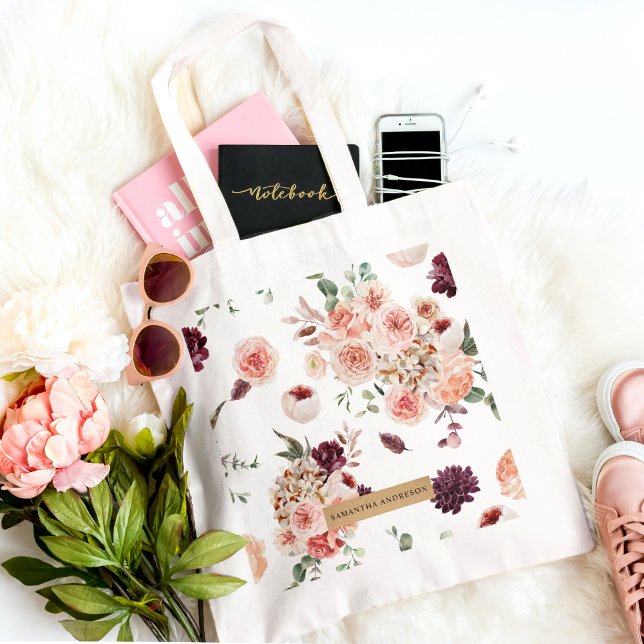 Bolsa Tote Flores Modernas de Pastel e Presente Personalizado (Criador carregado)