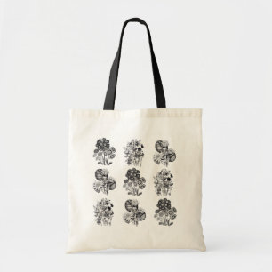 Bolsa Tote Flores monocromáticas a preto e branco