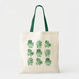 Bolsa Tote Flores monocromáticas no verde