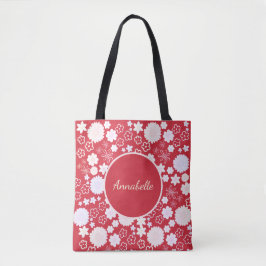 Bolsa Tote Flores no Padrão Floral Vermelho Nomeadas