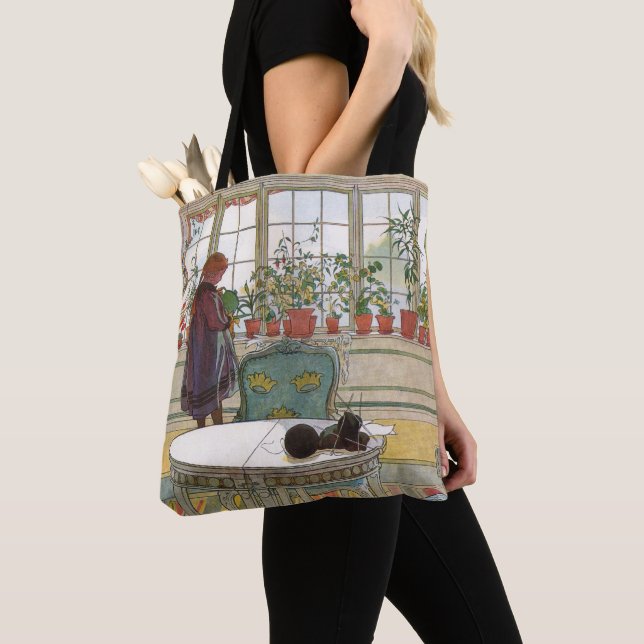 Bolsa Tote Flores no Parapeito da Janela por Carl Larsson (Close Up)