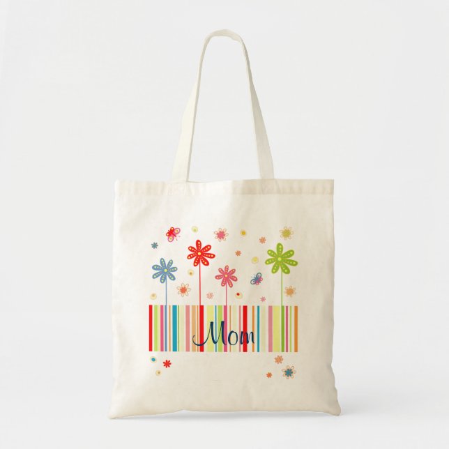 Bolsa Tote Flores para a sacola do dia das mães (Frente)