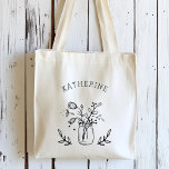 Bolsa Tote Flores Personalizadas em Pote de Pedra Rústico<br><div class="desc">Bolsa Tote de Flores Rústicas em Pote de Pedra Personalizável.</div>