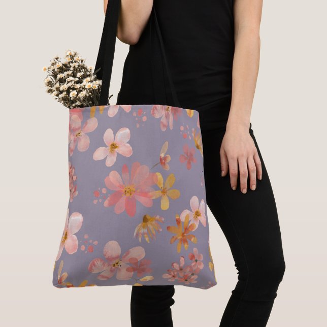 Bolsa Tote Flores Pintadas (Close Up)