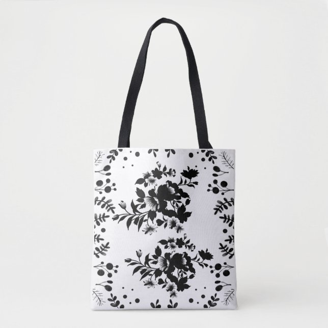 Bolsa Tote Flores pretas  (Frente)