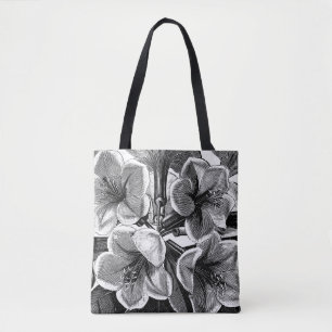 Bolsa Tote Flores Pretas e Brancas